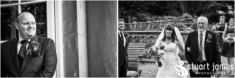 Documenting the beautiful wedding ceremony in the stunning garden at Heath House in Tean by Heath House Wedding Photographers Stuart James