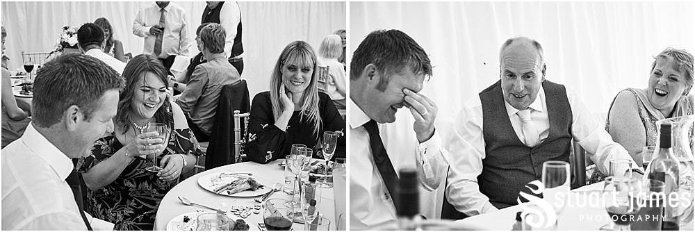 Reportage photos as the guests enjoy the wedding breakfast at Heath House in Tean by Heath House Wedding Photographers Stuart James