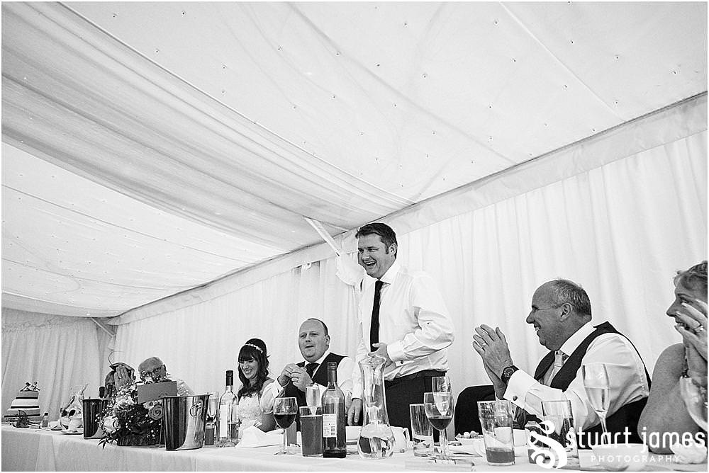 Fabulous entertainment as the Best Man treats everyone to an amazing speech at Heath House in Tean by Heath House Wedding Photographers Stuart James