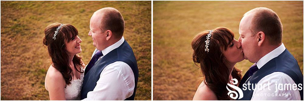 Relaxed beautiful portraits at golden hour with our bride and groom at Heath House in Tean by Heath House Wedding Photographers Stuart James