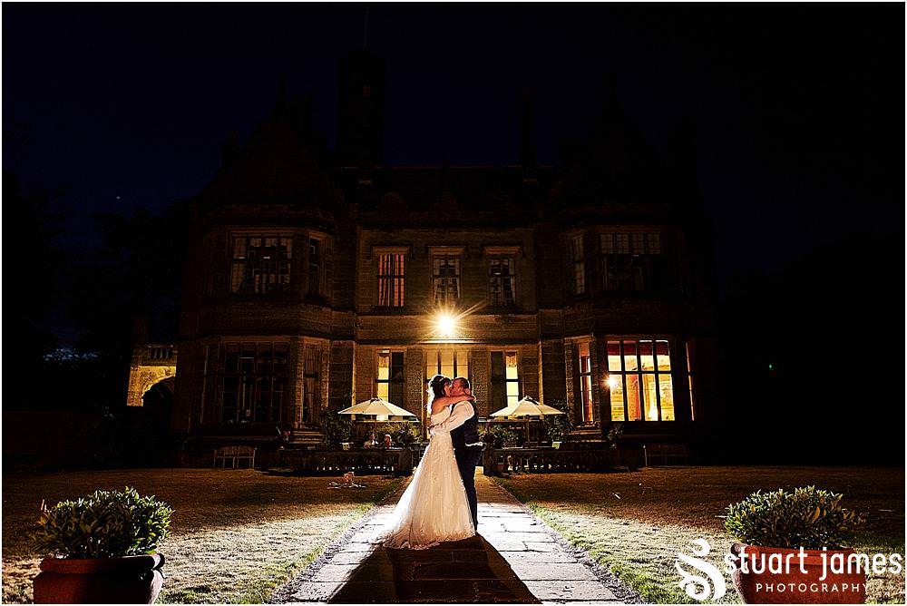Creative night portraits of the Bride and Groom to conclude their wedding story at Heath House in Tean by Heath House Wedding Photographers Stuart James