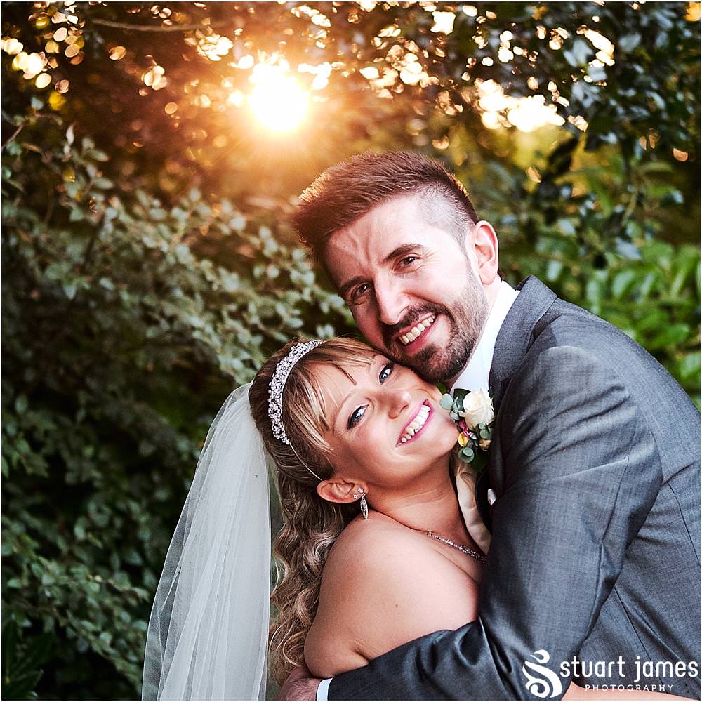 Incredible evening light for relaxed elegant portraits of our bride and groom at The Moat House in Acton Trussell - Recommended Stafford Wedding Photographers Stuart James