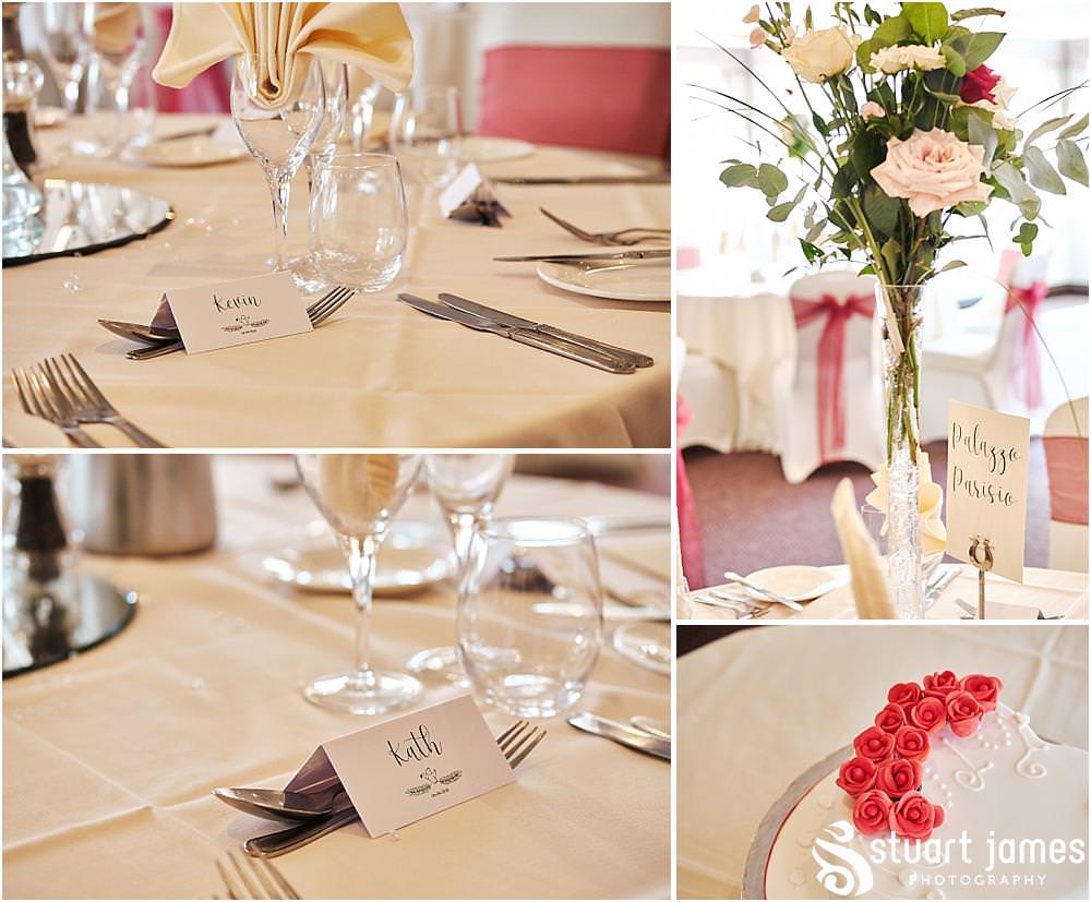 Simple but beautiful decor for the wedding breakfast at The Moat House in Stafford - Stafford Registry Office Wedding Photographers Stuart James