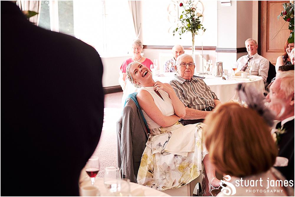 Reportage photographs capturing the speeches and the fabulous guest reactions at The Moat House in Stafford - Stafford Registry Office Wedding Photographers Stuart James