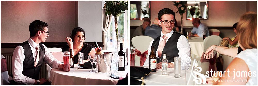 Relaxed evening photographs as the guests enjoy the wedding reception at The Moat House in Stafford - Stafford Registry Office Wedding Photographers Stuart James