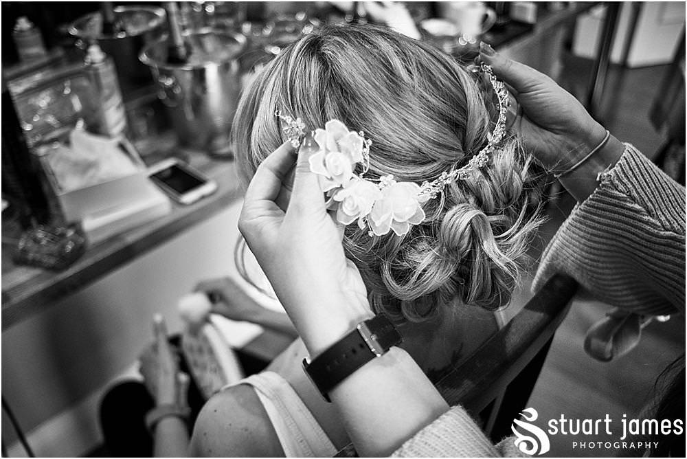 Capturing the excitement building during the bridal preparations at Pendrell Hall in Codsall Wood by Staffordshire Recommended Wedding Photographer Stuart James