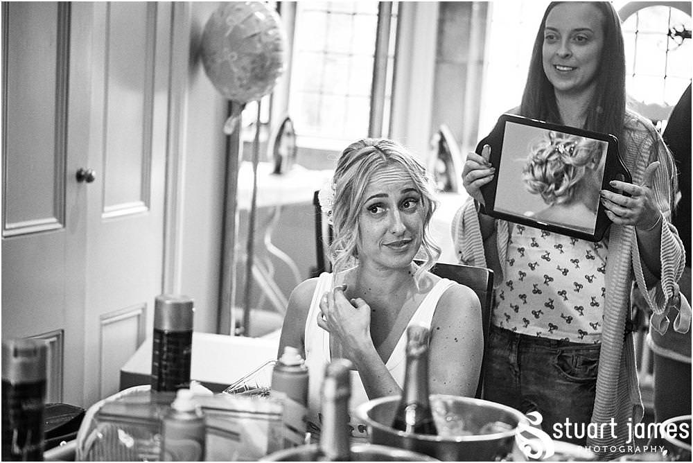 Creative storytelling photos as the bridal party prepare for the wedding at Pendrell Hall in Codsall Wood by Staffordshire Recommended Wedding Photographer Stuart James