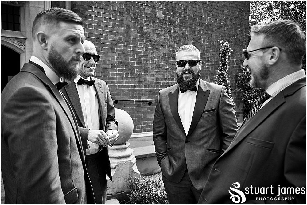Capturing the arrival of the groomsmen for the wedding at Pendrell Hall in Codsall Wood by Staffordshire Recommended Wedding Photographer Stuart James
