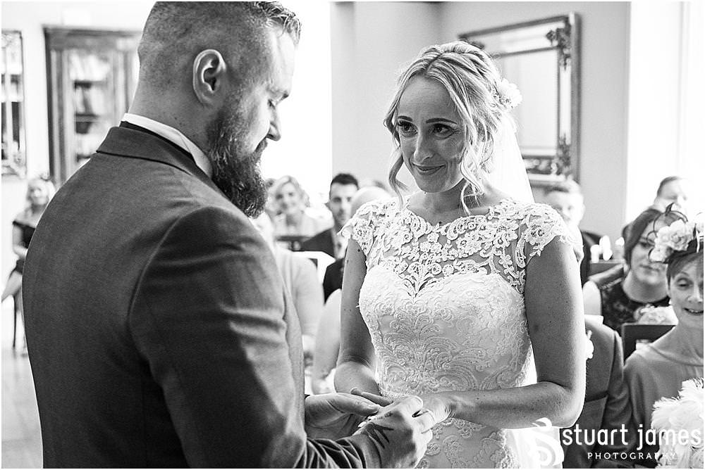 Capturing the natural moments that bring the memories to life of the wedding ceremony at Pendrell Hall in Codsall Wood by Staffordshire Recommended Wedding Photographer Stuart James