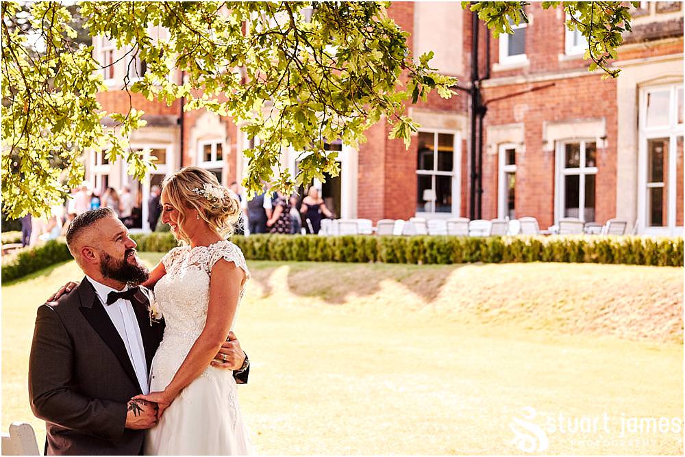 Elegant natural portraits of the bride and groom at Pendrell Hall in Codsall Wood by Staffordshire Recommended Wedding Photographer Stuart James