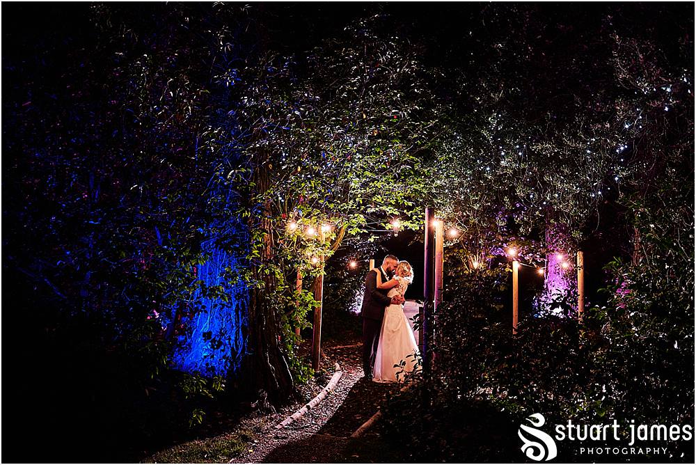 Creative night portraits of the bride and groom at Pendrell Hall in Codsall Wood by Staffordshire Recommended Wedding Photographer Stuart James