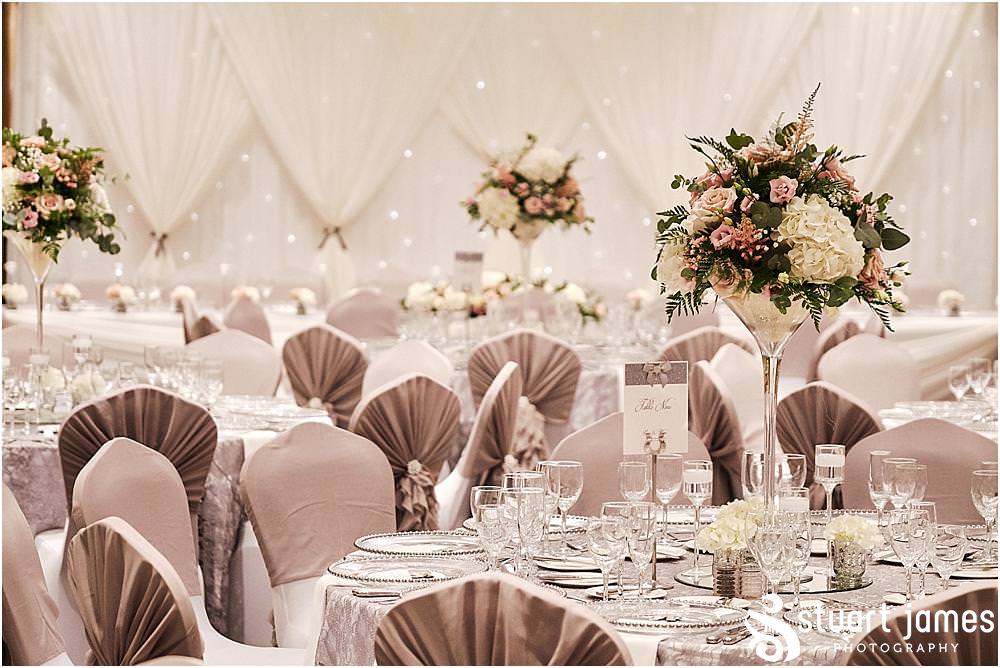 Beautiful decor in the Warwick Suite at The Belfry in Sutton Coldfield by Design Elegance - Belfry Wedding Photography by Docuemntary Wedding Photographer Stuart James