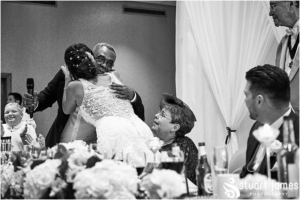 Beautiful emotional moments during the Father of the brides speech at The Belfry in Sutton Coldfield - Belfry Wedding Photography by Docuemntary Wedding Photographer Stuart James