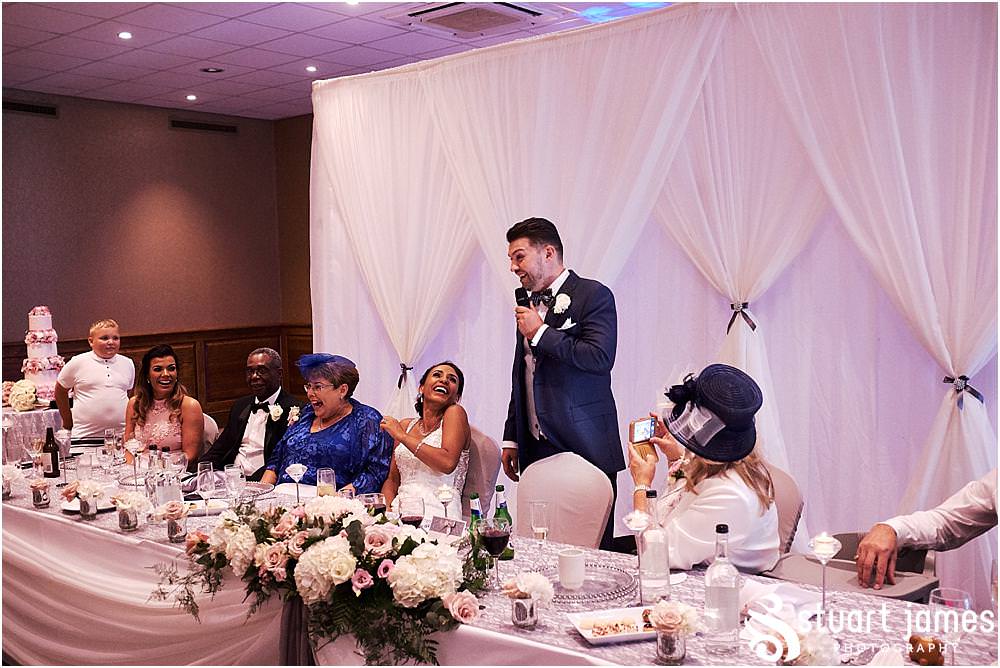 The perfect mix of humour and emotion during the grooms speech at The Belfry in Sutton Coldfield - Belfry Wedding Photography by Docuemntary Wedding Photographer Stuart James