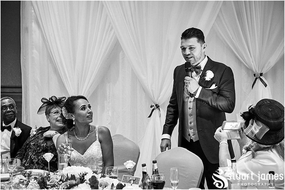The perfect mix of humour and emotion during the grooms speech at The Belfry in Sutton Coldfield - Belfry Wedding Photography by Docuemntary Wedding Photographer Stuart James