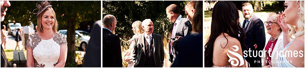 Beautiful natural photos capturing the excitement building with the guest arrivals at St Nicholas Church in Codsall by Documentary Wedding Photographer Stuart James