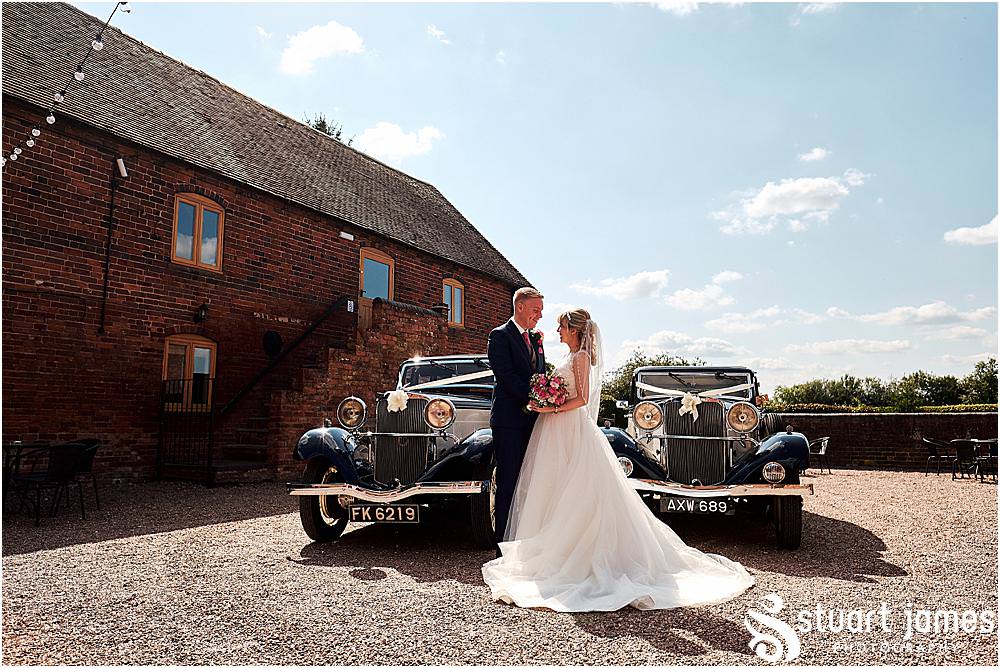 Travelling in style to the wedding reception at Blakelands in Staffordshire by Documentary Wedding Photographer Stuart James