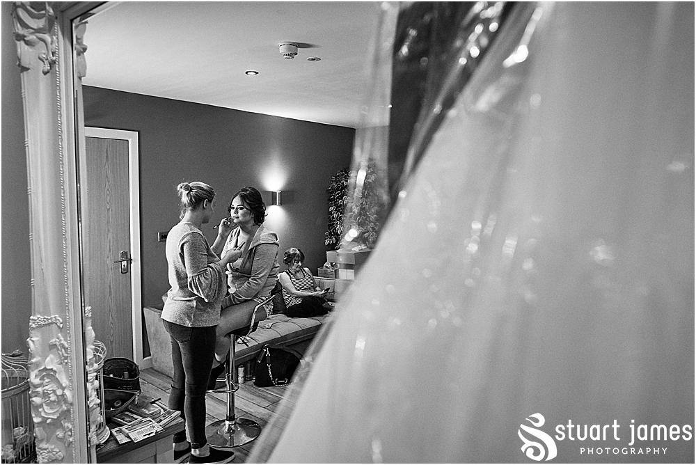 Bride having make up completed by Holly Baker and hair by Louise Price, photo by Stuart James Photography at Aston Marina, Stone