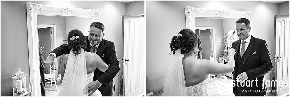 Father of the bride gets emotional seeing his daughter (bride) for the first time, photo by Stuart James Photography at Aston Marina, Stone