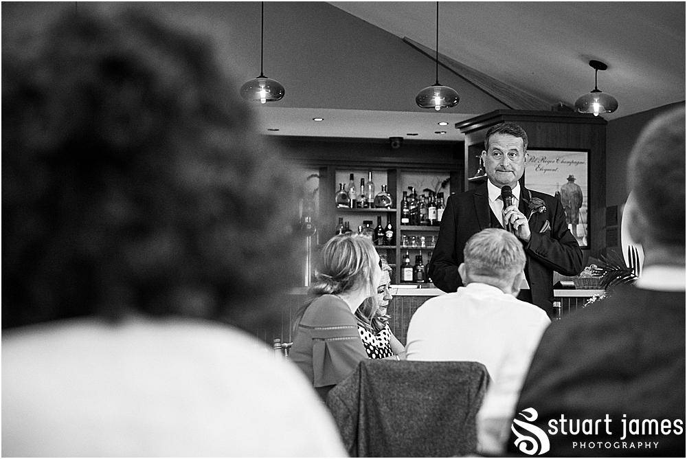 Father of the bride makes speech to wedding guests, photo by Stuart James Photography at Aston Marina, Stone