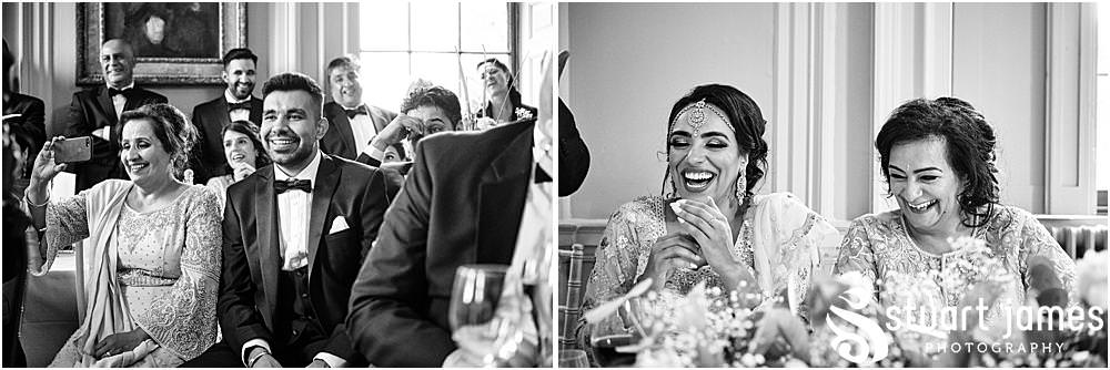 Father of the Groom makes wedding guests laugh whilst doing speech at Davenport House in Shropshire by Davenport House Wedding Photographers Stuart James