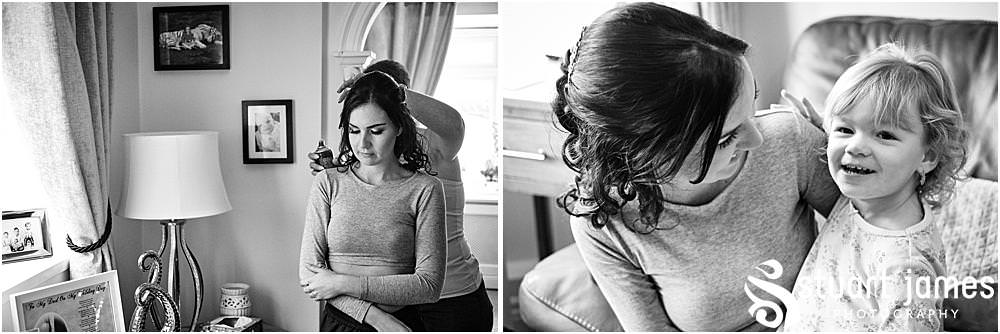 Bridesmaid and Flower Girl getting hair styled before wedding at The Village Hotel, Walsall, photo by Stuart James Photography