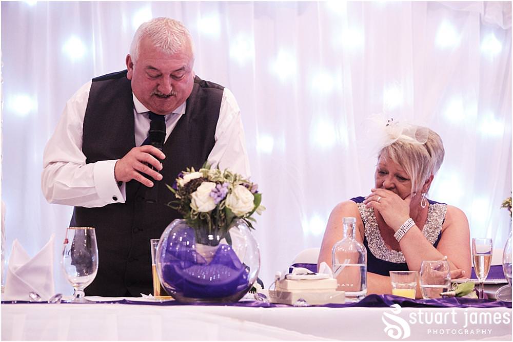 Father of the Bride says his speech to Bride and Groom and Wedding Guests at the top table at The Village Hotel, Walsall, photo by Stuart James Photography
