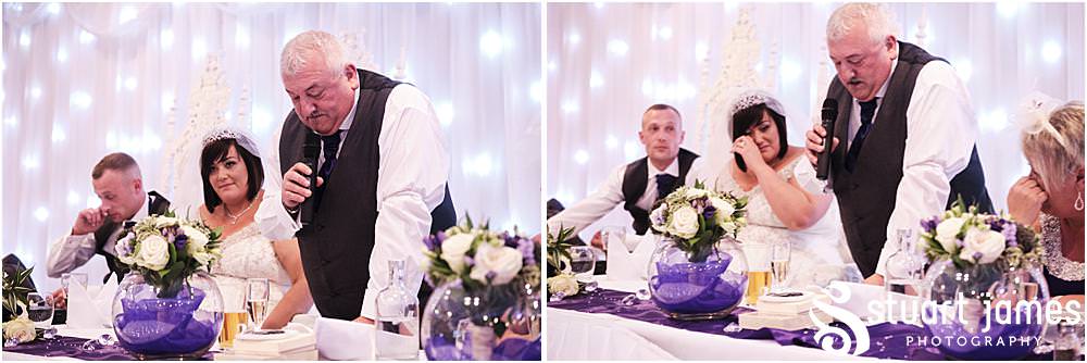 Father of the Bride says his speech to Bride and Groom and Wedding Guests at the top table at The Village Hotel, Walsall, photo by Stuart James Photography