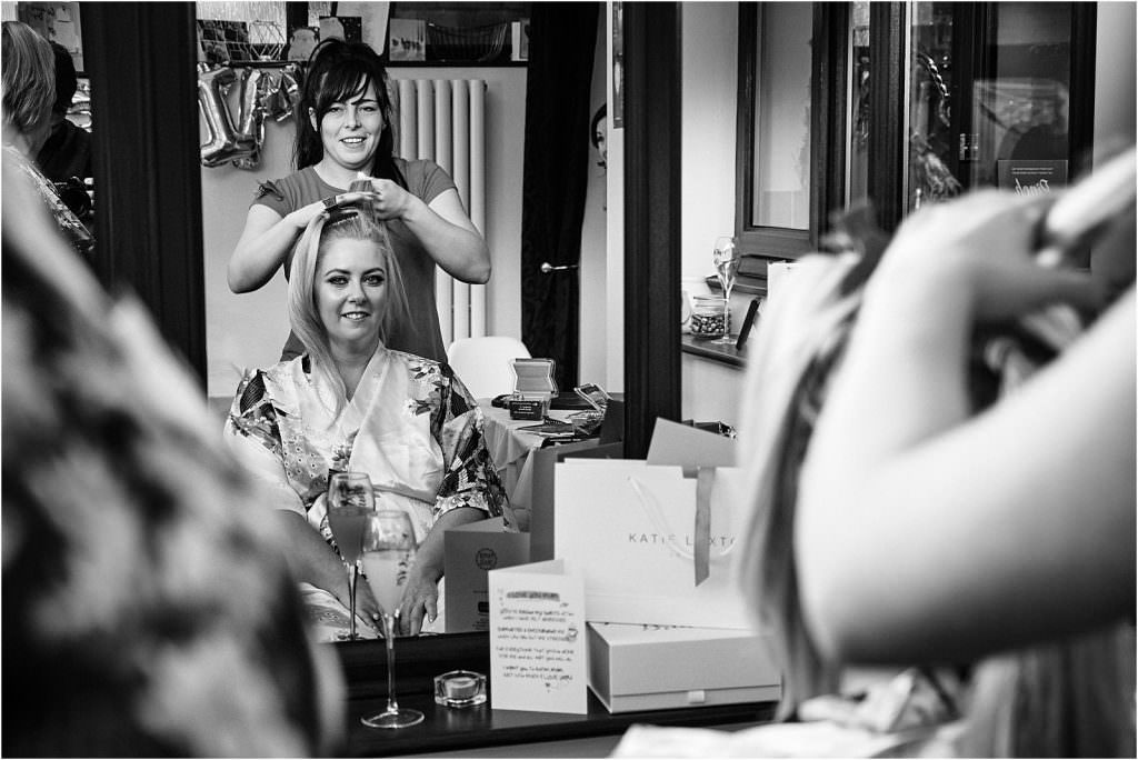 Documenting the wedding morning for the bridal party ahead of the wedding at St Michaels Church in Penkridge by Documentary Wedding Photographer Stuart James