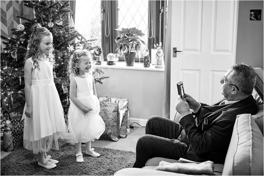 Capturing the bridal party preparations ahead of the wedding at St Michaels Church in Penkridge by Documentary Wedding Photographer Stuart James