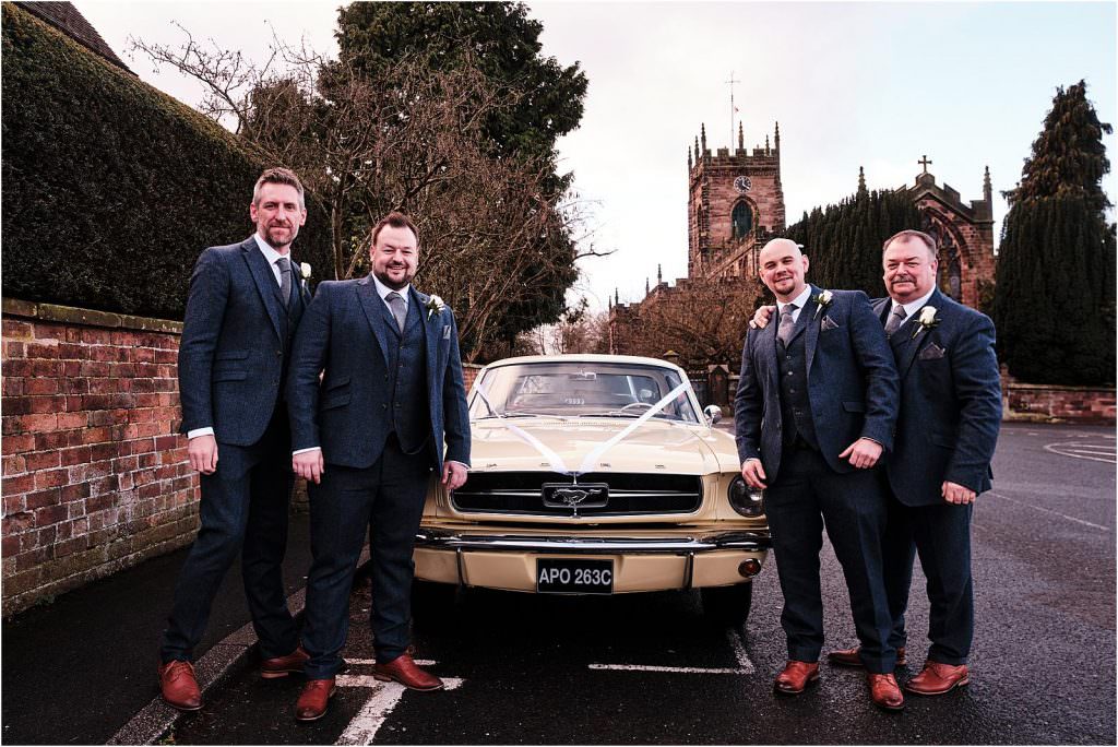 Documentary wedding photographs capturing the arrival of the groomsmen and the guests at St Michaels Church in Penkridge by Documentary Wedding Photographer Stuart James