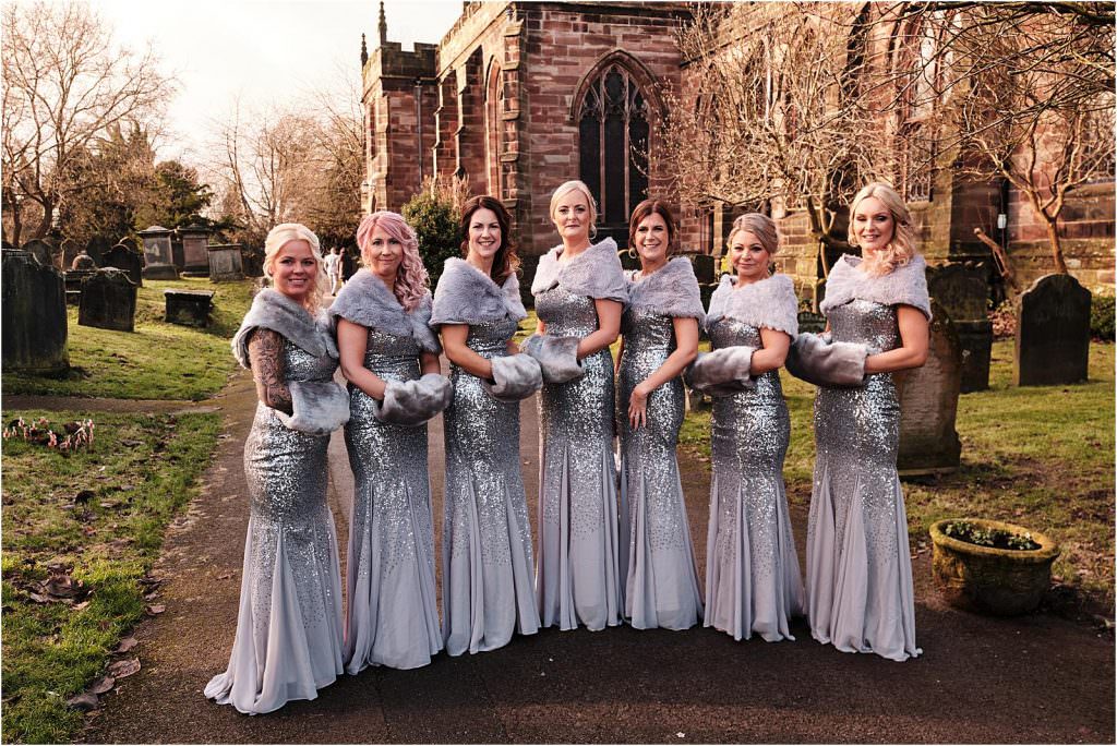 Creative photographs capturing the beautiful bridal party arriving at St Michaels Church in Penkridge by Documentary Wedding Photographer Stuart James