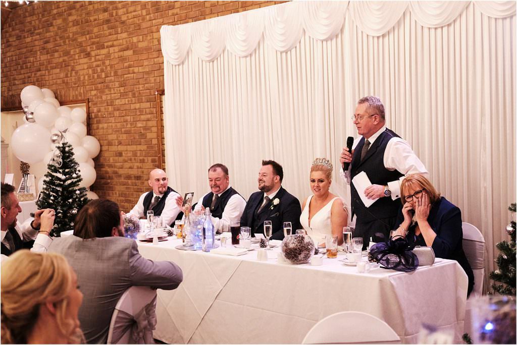 Creative photographs of the wedding speeches showing the amazing reactions of the guests at The Chase in Cannock by Cannock Wedding Photographer Stuart James