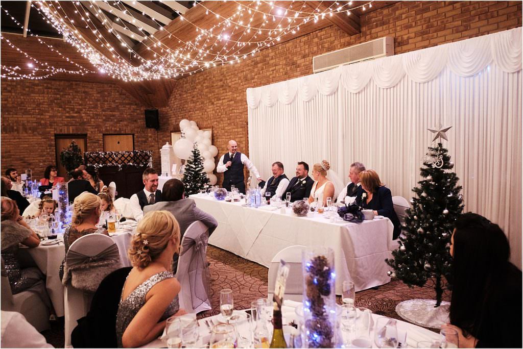 Capturing the wonderful moments that make the wedding speeches special for everyone at the wedding at The Chase in Cannock by Cannock Wedding Photographer Stuart James