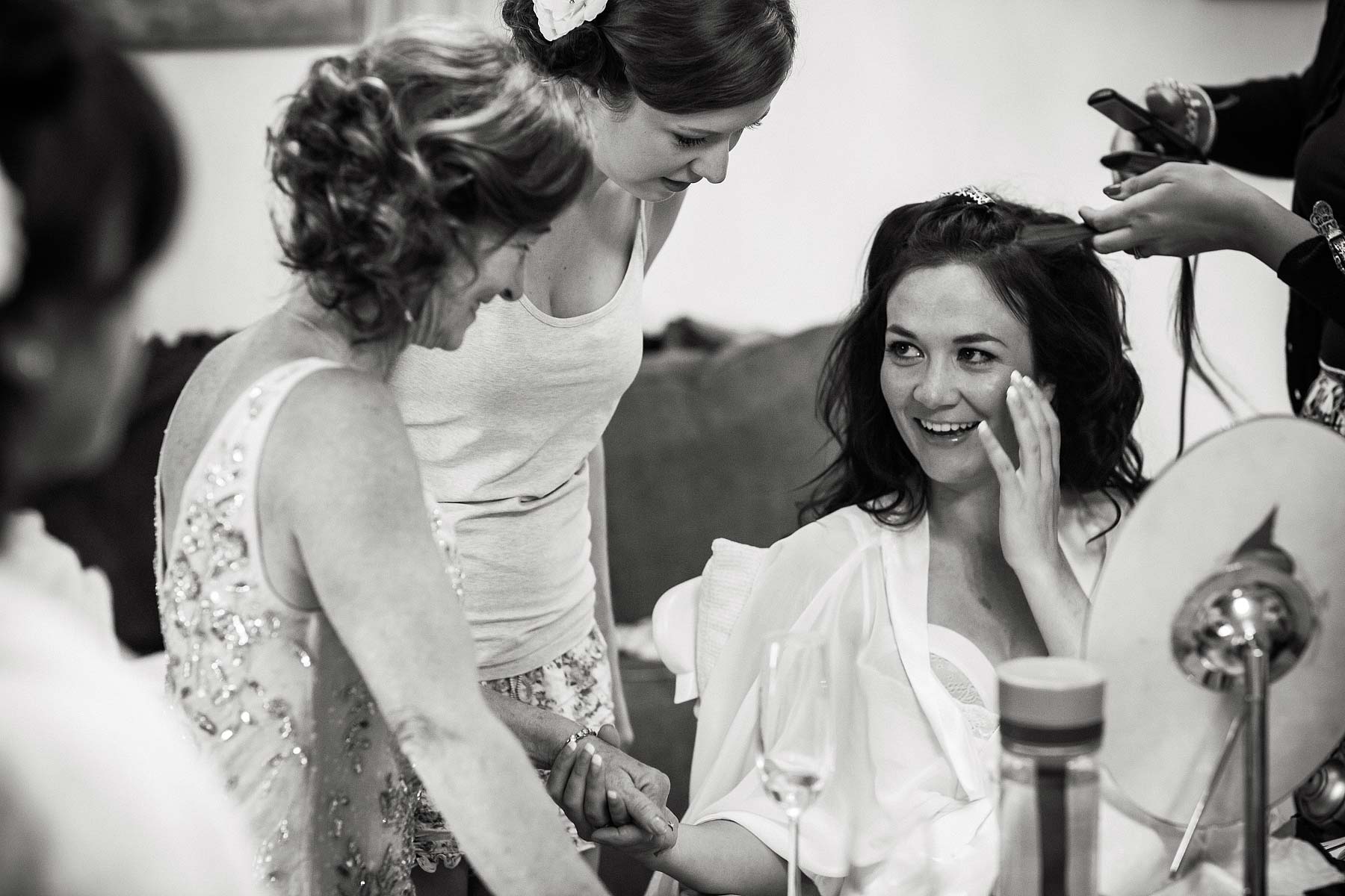 Candid photos capture the emotion during the present giving on the wedding morning at The Ashes in Endon by Leek Documentary Wedding Photographer Stuart James