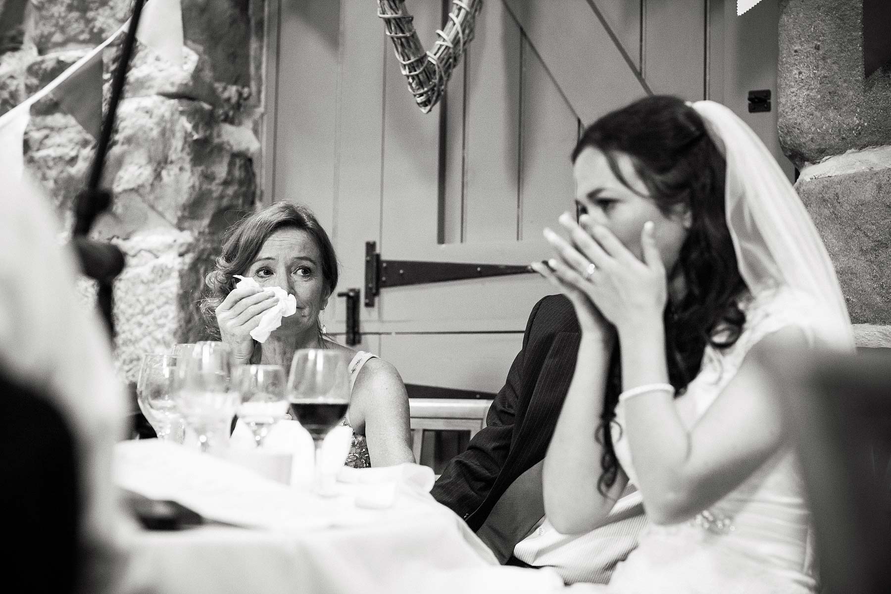 Wedding photos that capture the feeling, emotion and fabulous reactions during the wedding speeches at The Ashes in Endon by Leek Documentary Wedding Photographer Stuart James