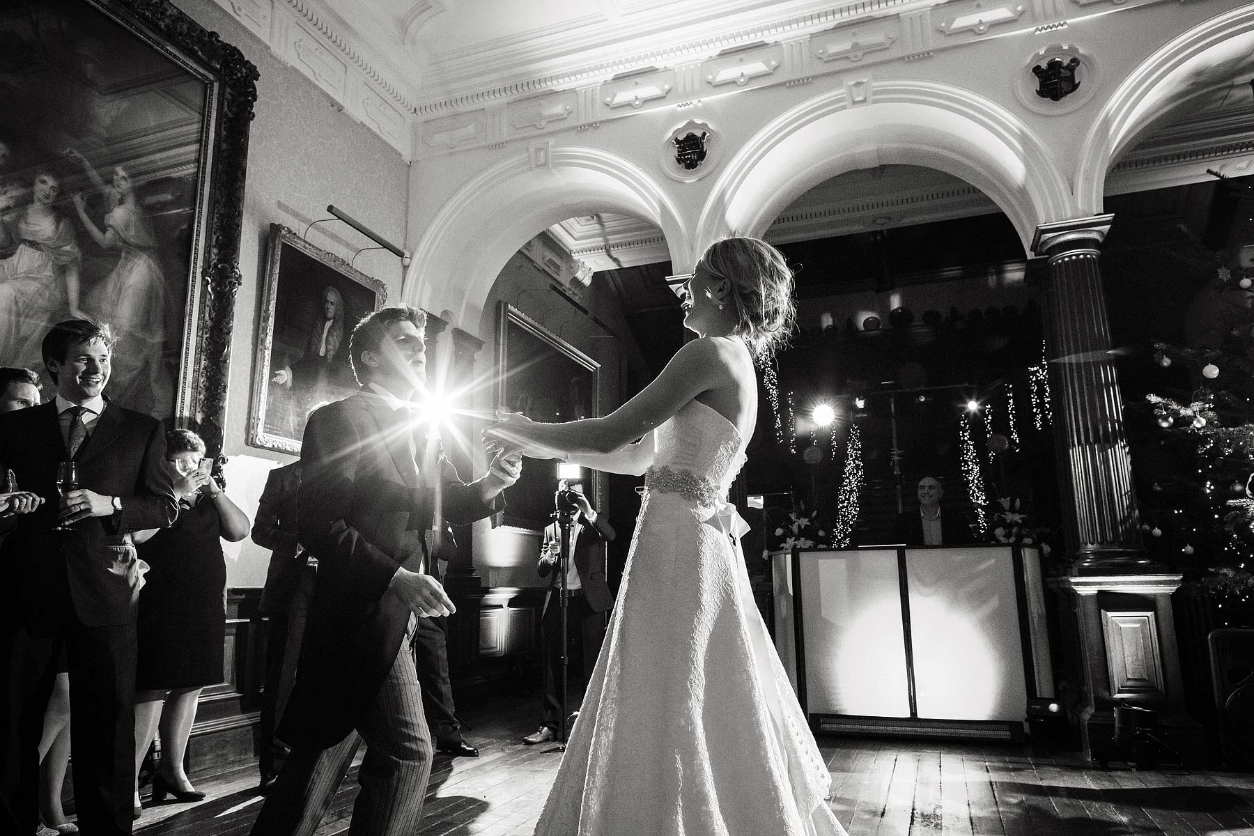 Creative timeless photos of the First Dance at Sandon Hall in Stafford by Staffordshire Documentary Wedding Photographer Stuart James