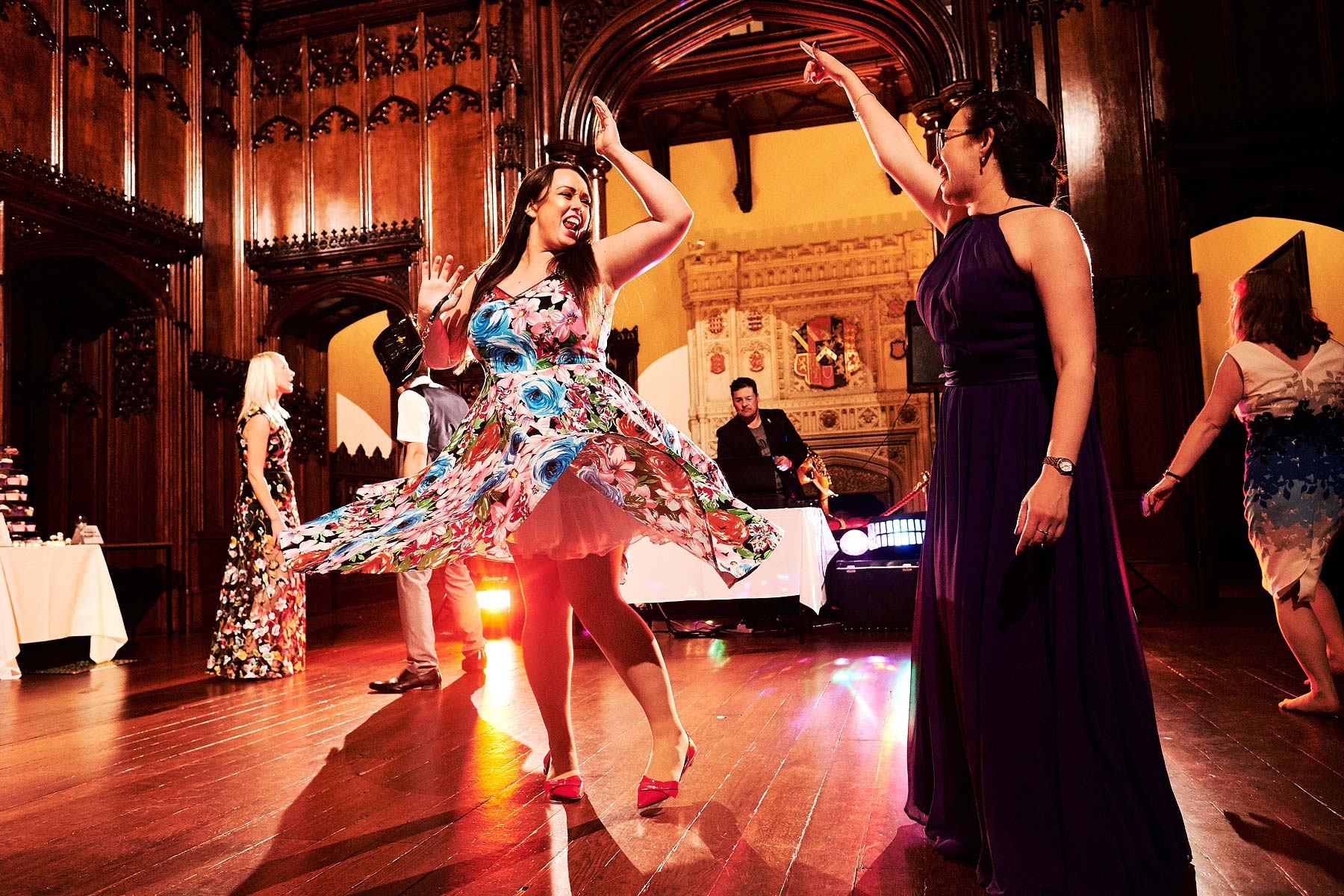 Fun moments captured into the night at Allerton Castle in Yorkshire by Documentary Wedding Photographer Stuart James