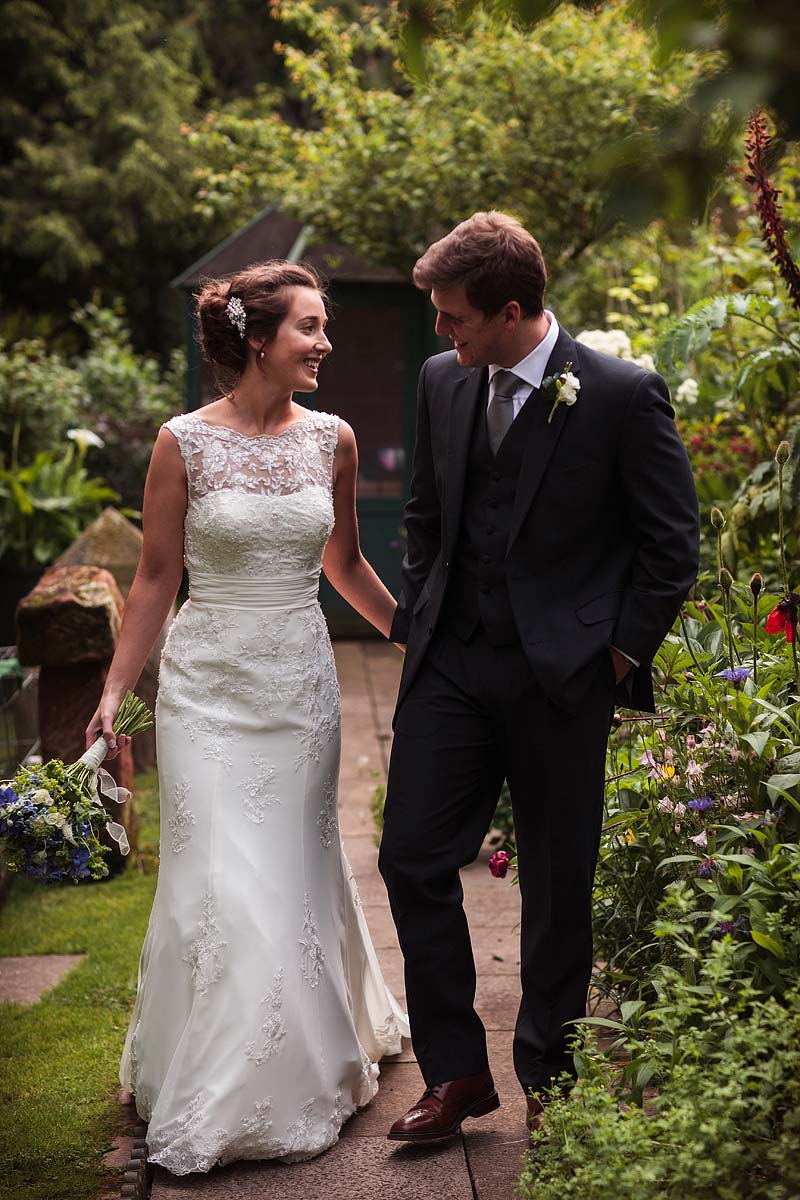 Creative portraits of the Bride and Groom in the grounds at Hundred House Hotel in Norton by Shropshire Documentary Wedding Photographer Stuart James