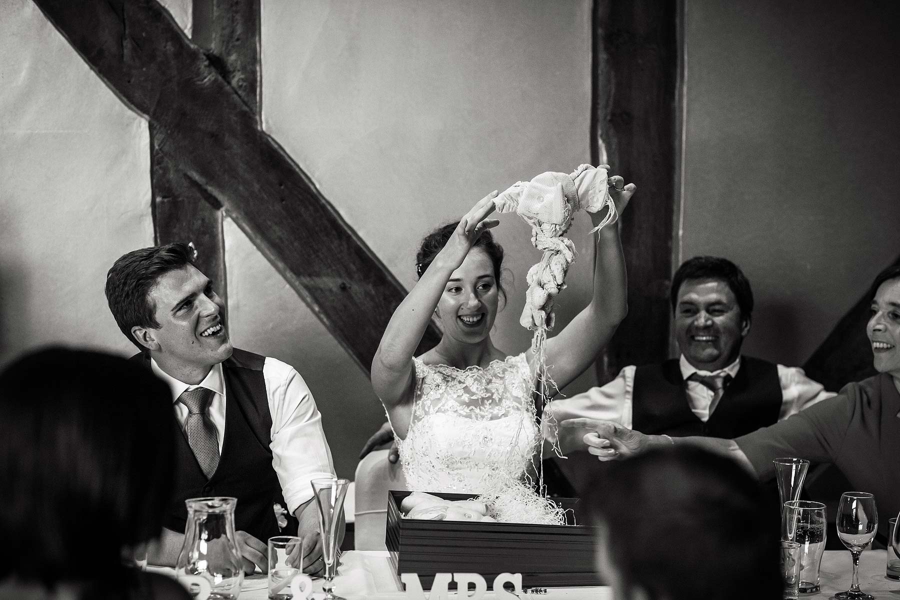 Unobtrusive candid photographs of the wedding breakfast capture brilliant moments on the faces of the guest at Hundred House Hotel in Norton by Shropshire Reportage Wedding Photographer Stuart James