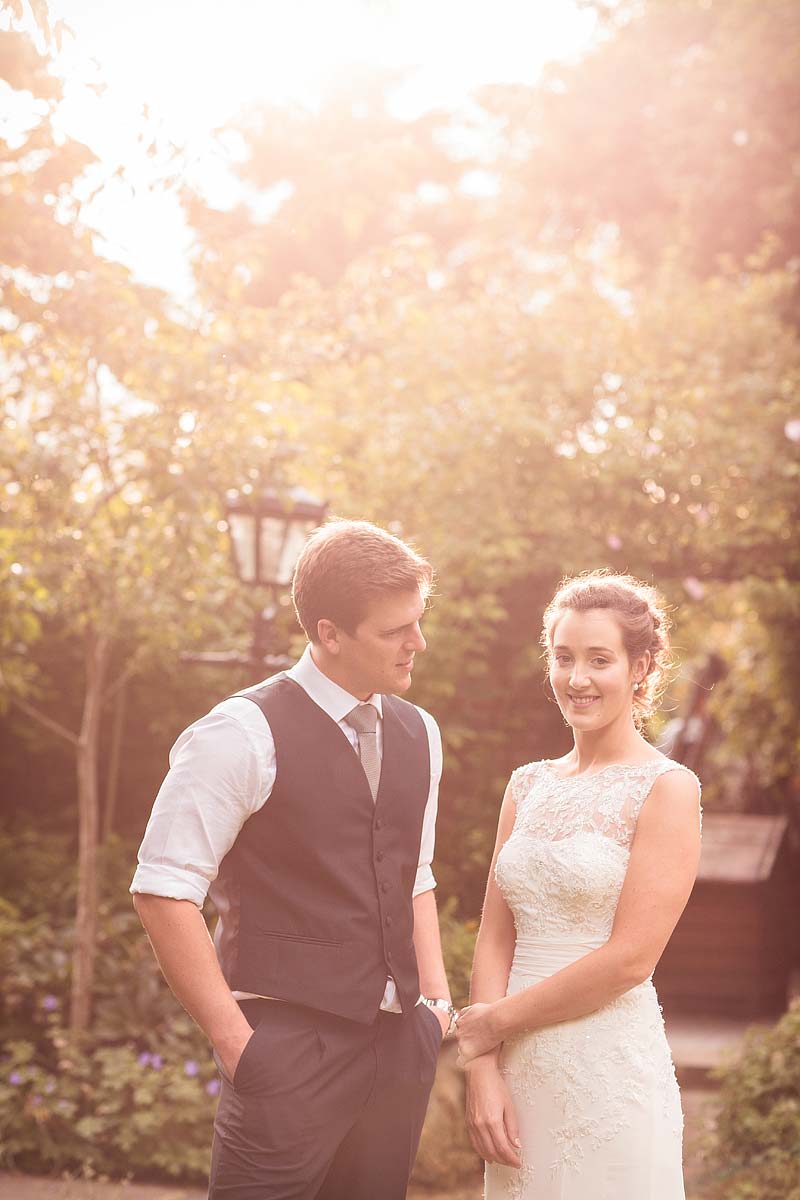 Creative intimate portraits using the beautiful evening light in the gardens at Hundred House Hotel in Norton by Shropshire Documentary Wedding Photographer Stuart James