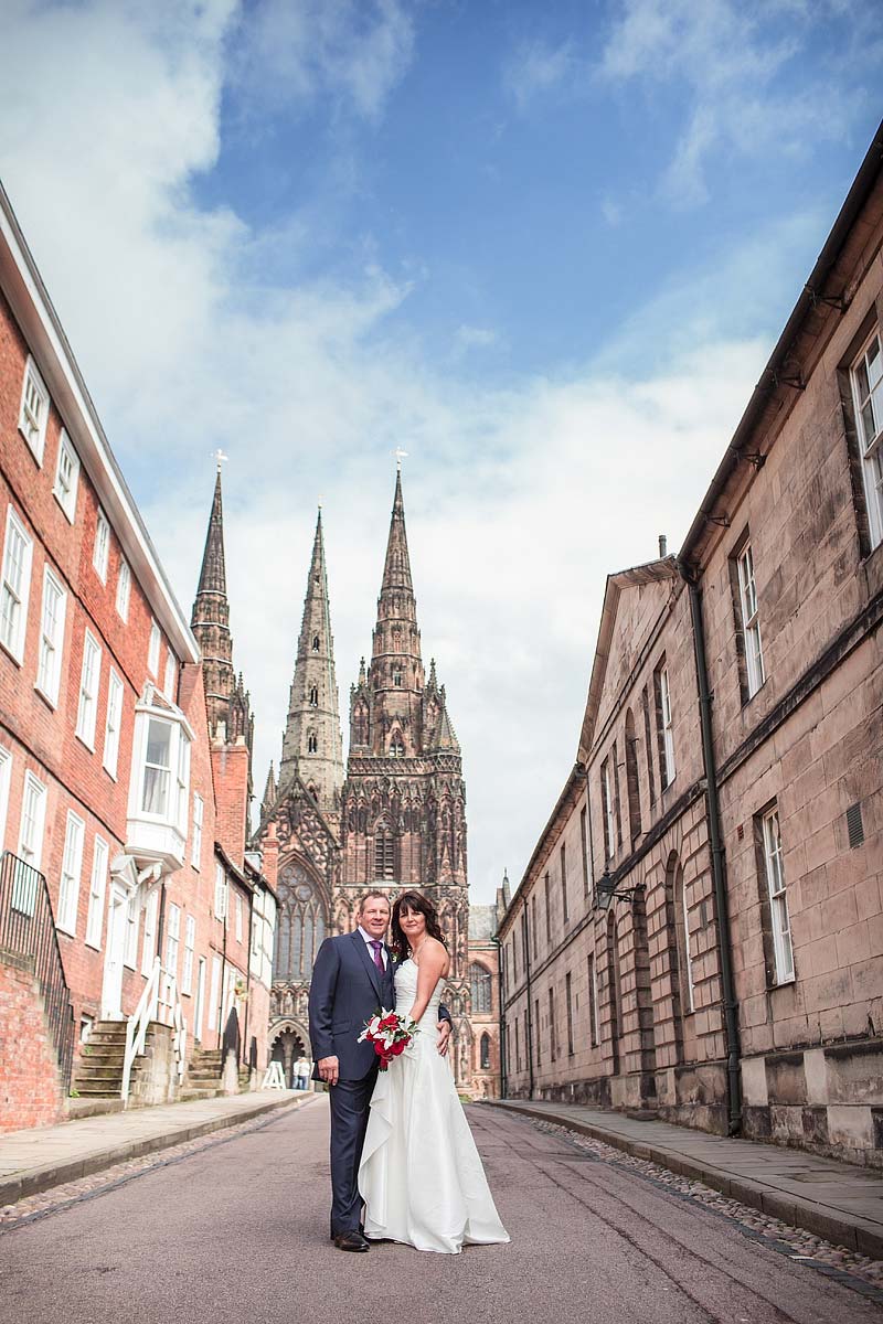 Relaxed portraits around Lichfield City Centre wedding at Lichfield Registry Office in Lichfield by Documentary Wedding Photographer Stuart James