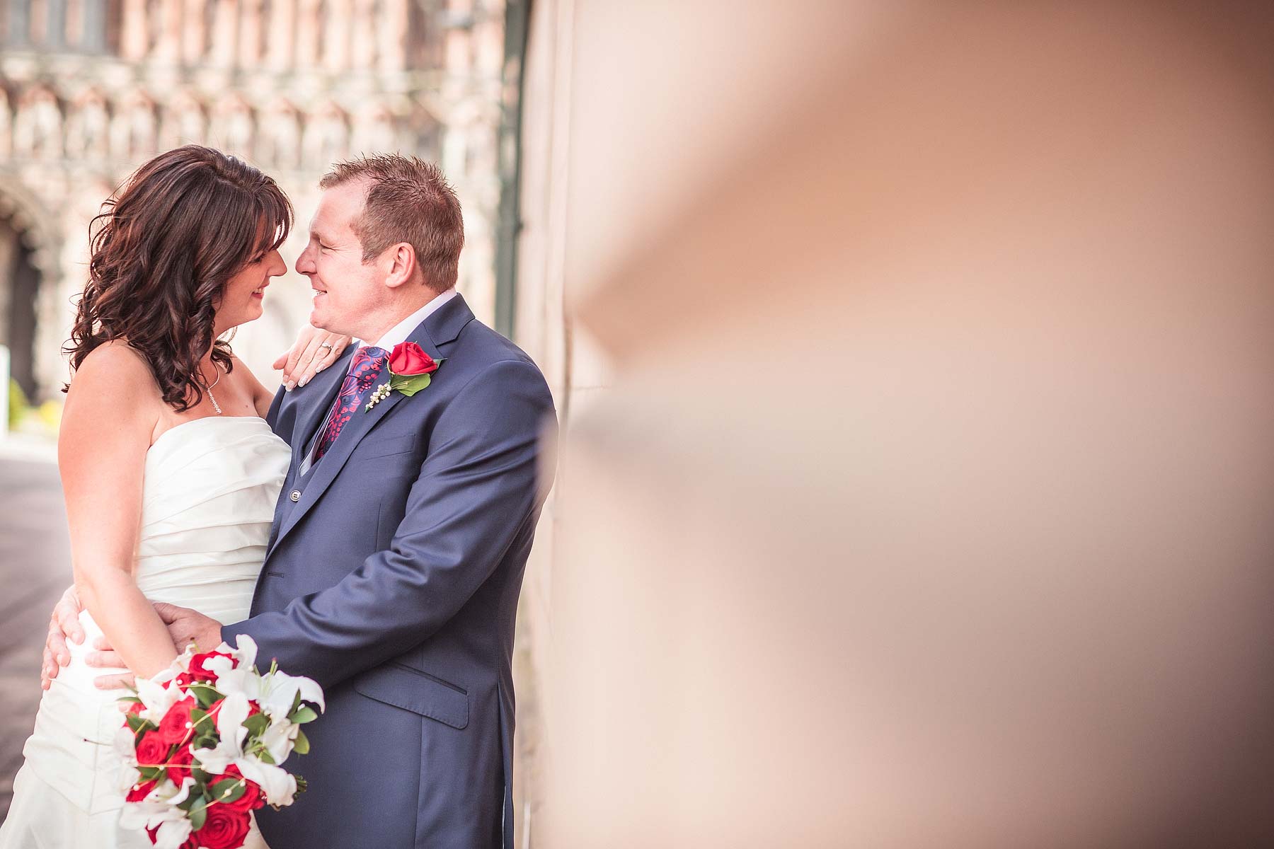 Relaxed portraits around Lichfield City Centre wedding at Lichfield Registry Office in Lichfield by Documentary Wedding Photographer Stuart James