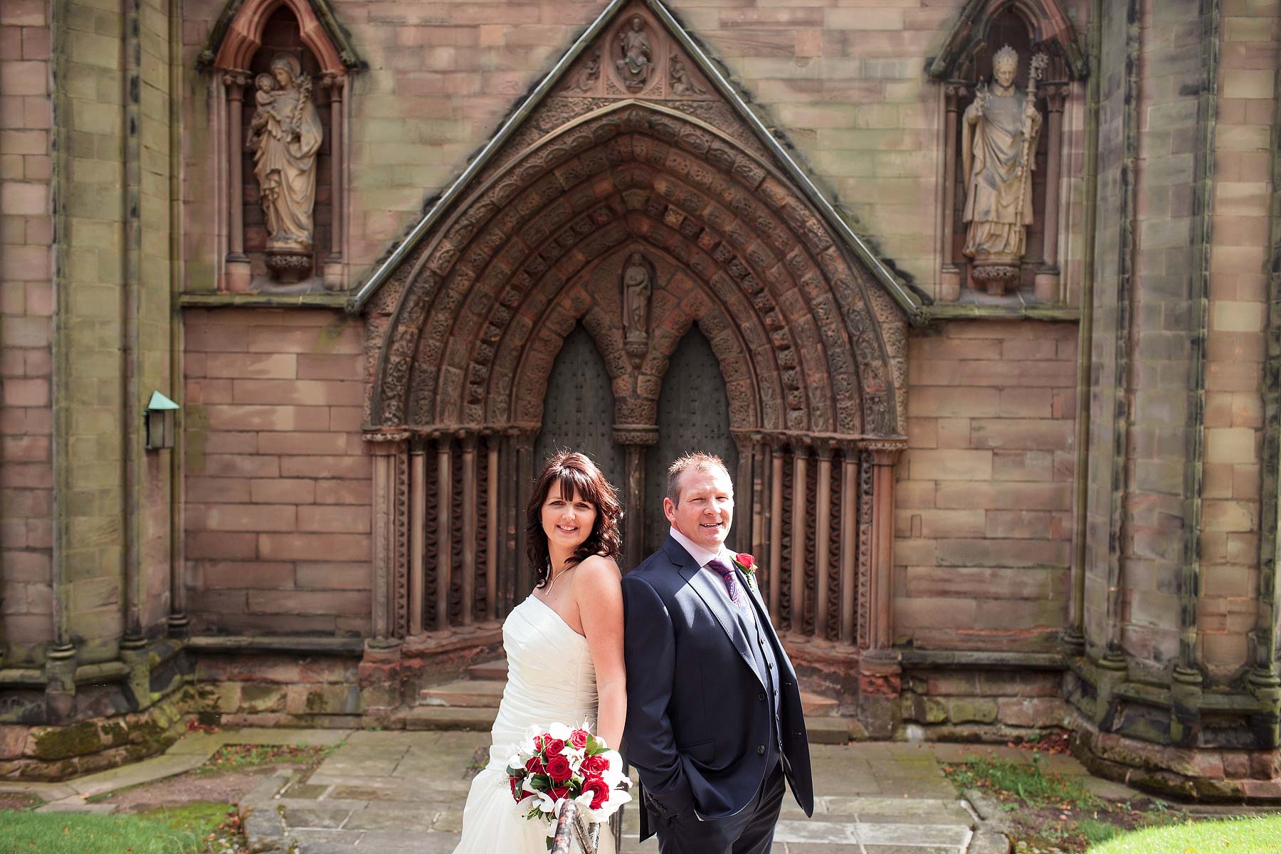 Beautiful relaxed wedding photographs in Lichfield City Centre in Staffordshire by Documentary Wedding Photographer Stuart James