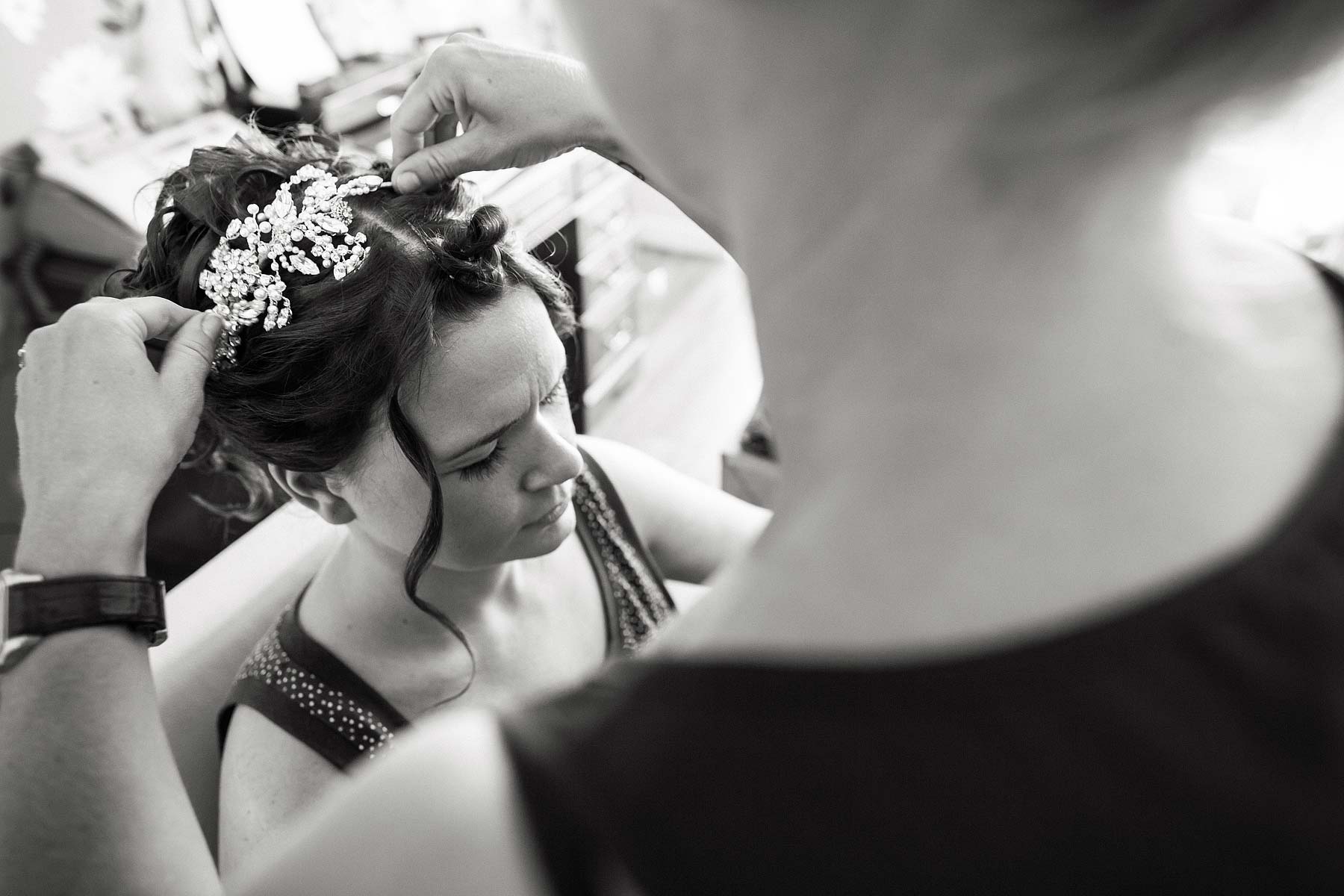 Candid photos at home of makeup and morning preparations wedding at Somerford Hall in Brewood by Staffordshire Wedding Photographer Stuart James