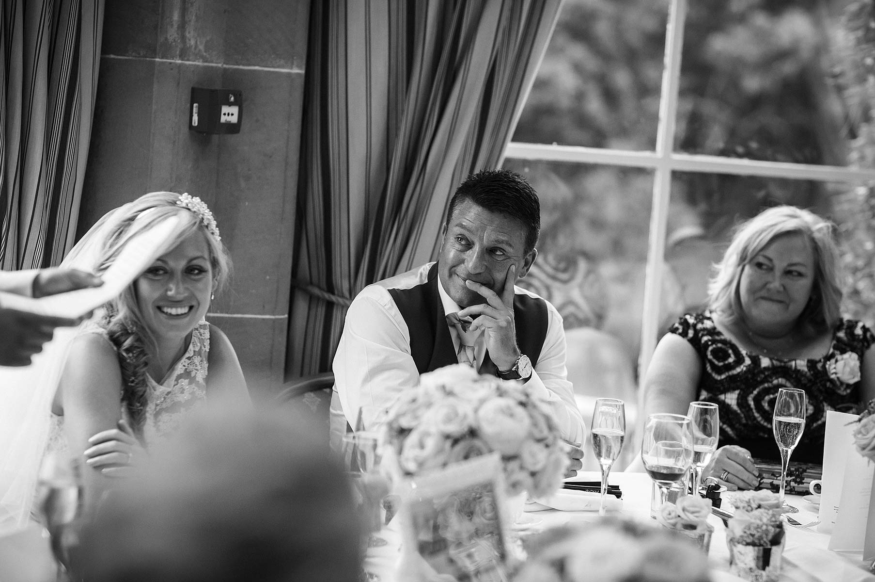 Fantastic wedding speeches caught with reportage photographs at Weston Park in Staffordshire by Stafford Wedding Photographer Stuart James