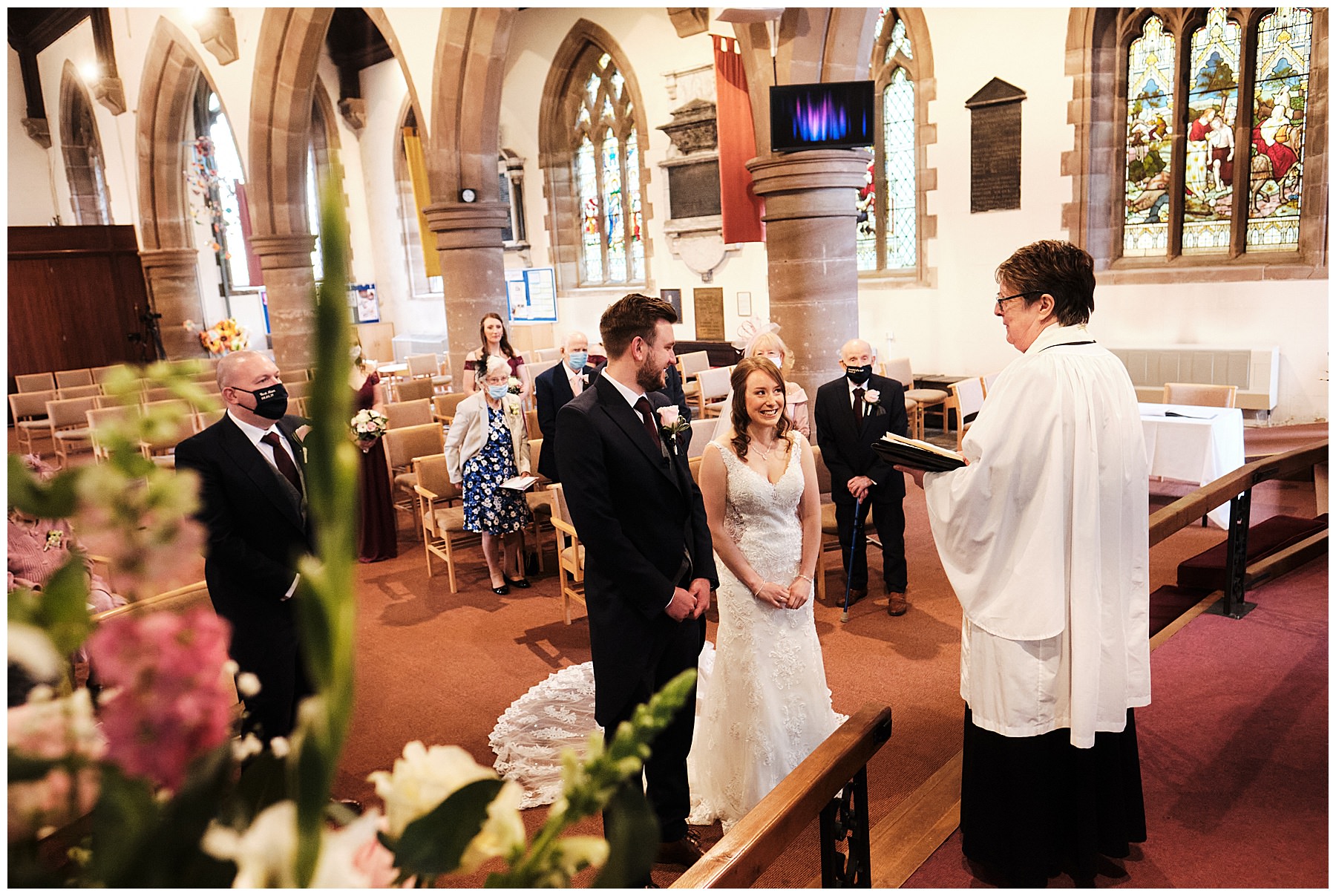 Creative documentary wedding photography at St John the Baptist Church, Shenstone & Moxhull Hall