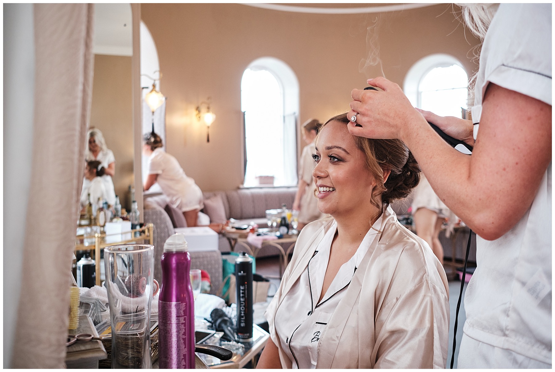 Capturing the wedding morning preparations for the bridal party at Hawkstone Hall in Shrewsbury by Documentary Wedding Photographer Stuart James
